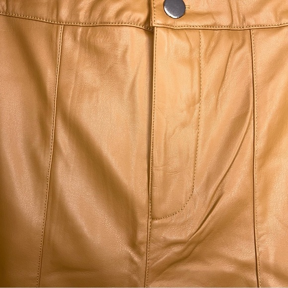 New Medium Fitted Forever 21 Tan Brown Faux Leather Pants Stretch Vegan NWT - Picture 7 of 15